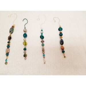 Four teal silver and gold Christmas icicle ornaments c20